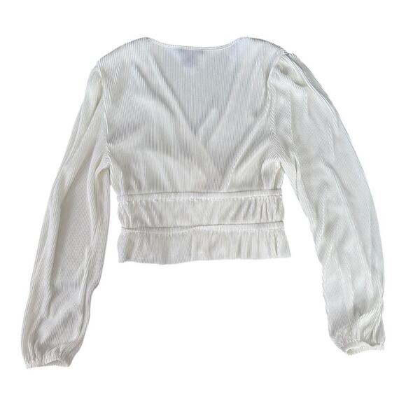 Sincerely Jules White Cropped Long Sleeve Top - Size Large - Picture 2 of 4